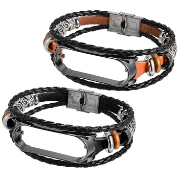 

Braided Watch Band For Xiaomi Mi Band 3/4 Wrist Strap Metal For Xiaomi Mi Band 3/4 Smart Bracelet Leather Weave Strap Replacemen