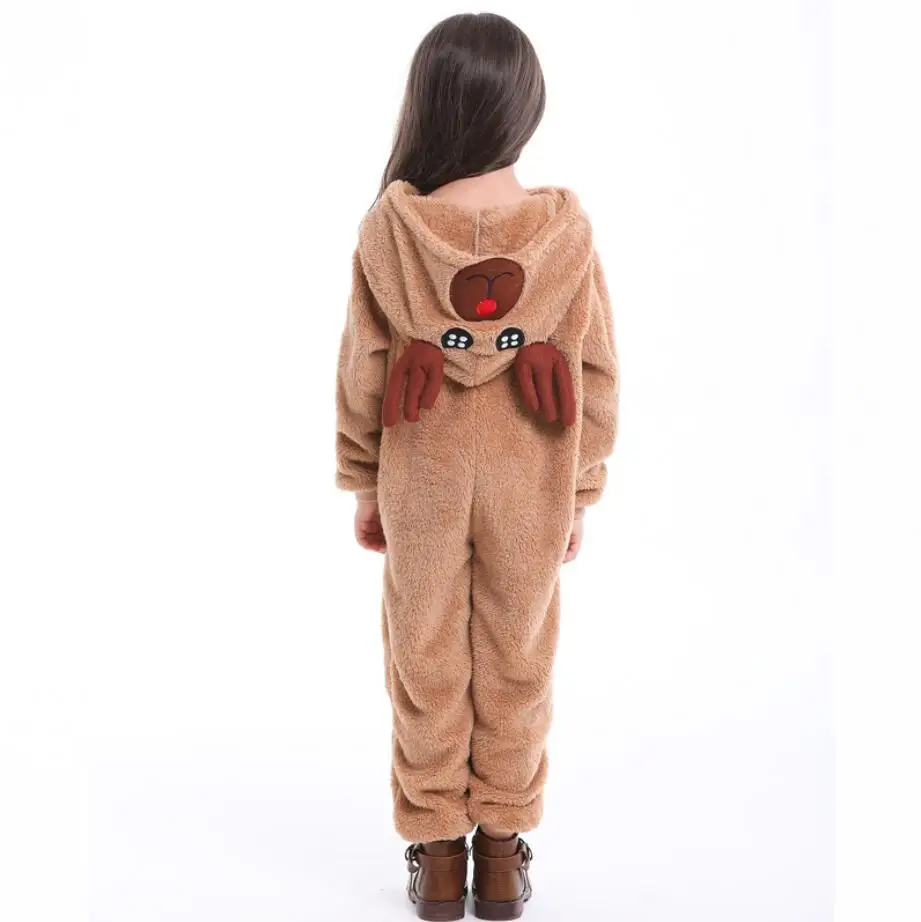 2019 Elk Pajamas Female Animal Pajamas Winter Spot Adult Kids Cartoon Pajamas Unisex Warm Winter Hooded Flannel Homewear