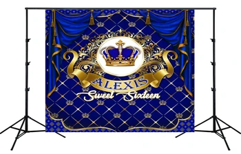 

boy birthday party Backdrop sweet sixteen crown blue photography photo studio Decoration Supplies Background Photo Booth SM-284