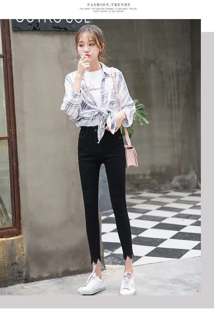 Весна и осень стиль нерегулярные вспышки эластичность капри брюки корейский стиль мода Эластичность похудение тренд a Generat