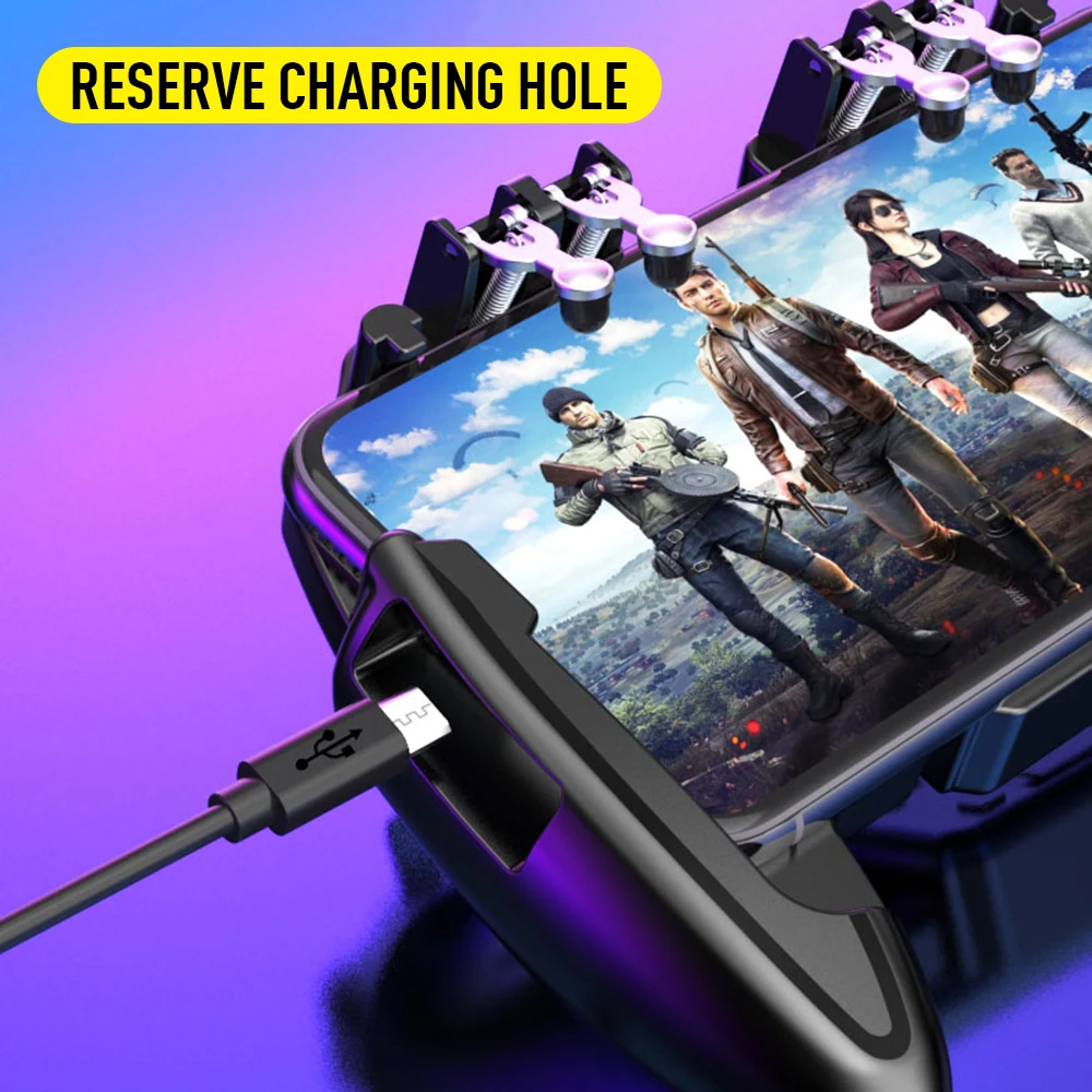 PUBG Mobile Joystick Controller L1R1 Trigger Gamepad for COD iOS Android Six 6 Finger Call of Duty Mobile Gamepad Cooling Fan