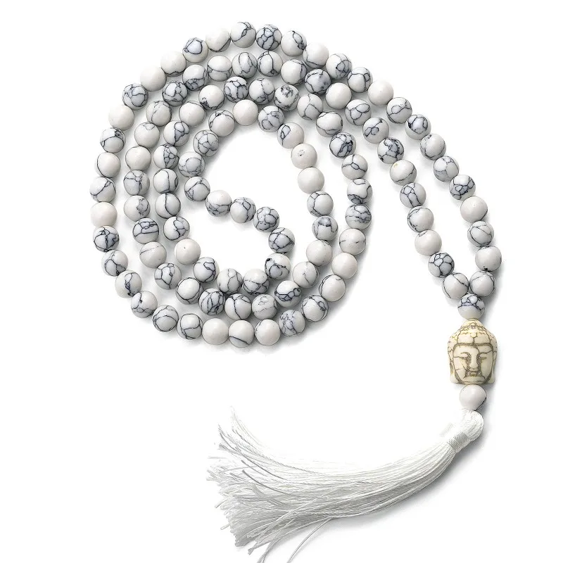 

8mm Natural White Buddha Beads Necklaces Gift for Men Women Birthday Gift Daily Festival Personality Fashion Beads Jewelry