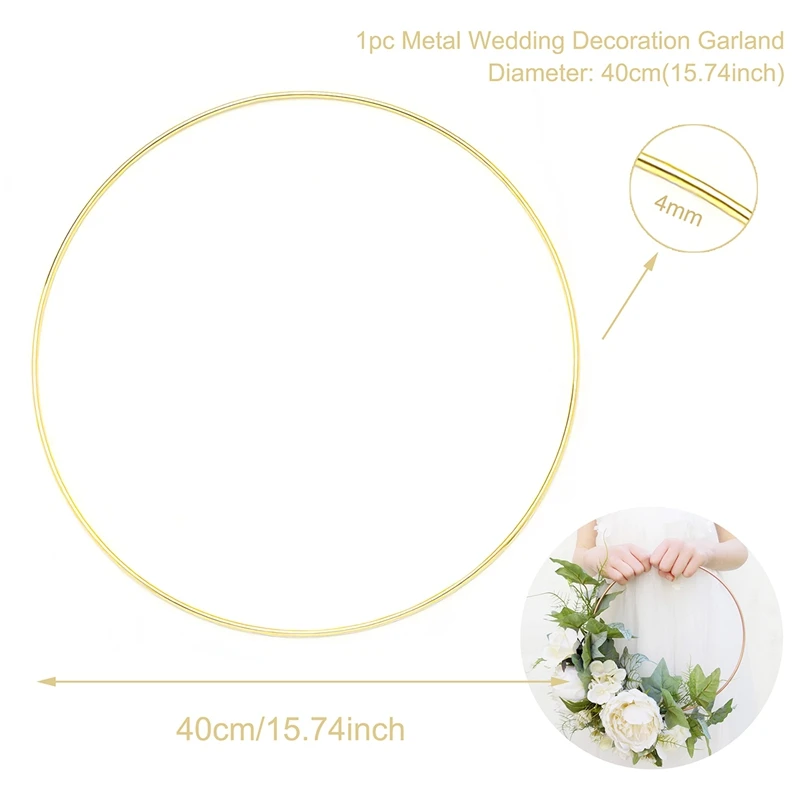 Свадебное декоративное кольцо с искусственным цветком, переносная гирлянда, Рождественский венок, свадебные цветы ручной работы, свадебные вечерние принадлежности - Цвет: 40cm Wreath