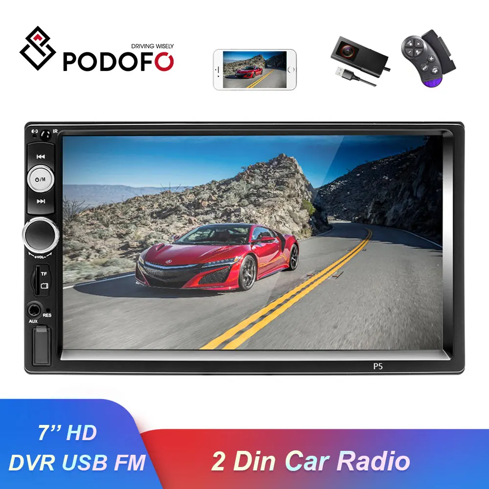 Podofo 7 ''HD Bluetooth автомобильный Радио DVR USB FM SD MP5 мультимедийный плеер сенсорный