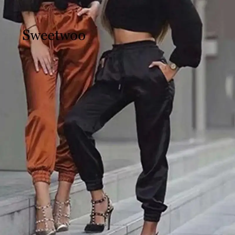 

Штаны-карго женские атласные, летние