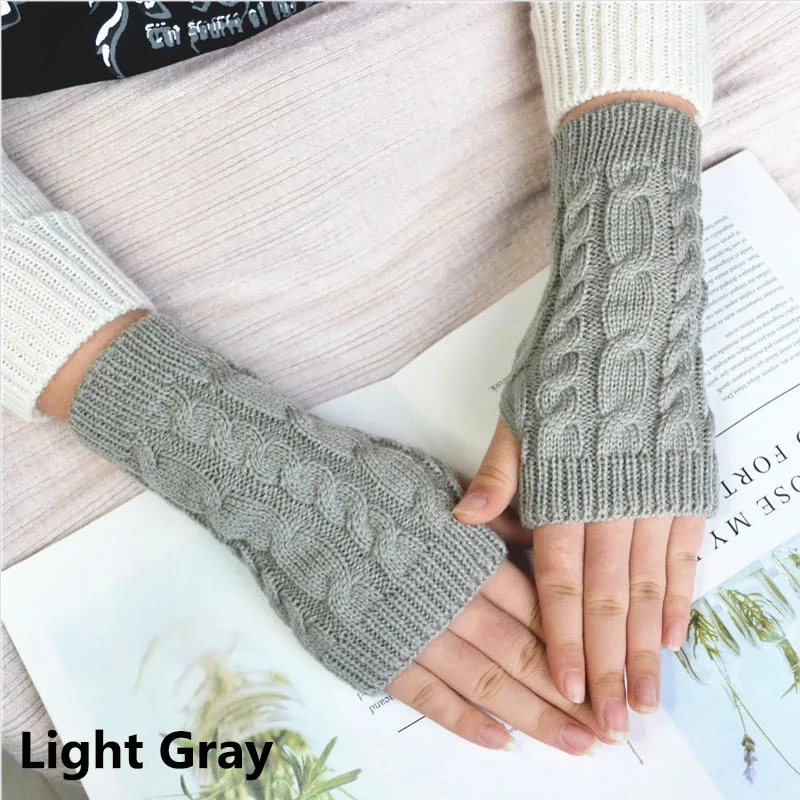 A5 light gray Женские милые кошачья лапа с когтями, плюшевые варежки, зимние теплые толстые перчатки без пальцев, мягкие перчатки с когтями медведя, перчатки с когтями на пол пальца, варежки с когтями - Цвет: A5 light gray