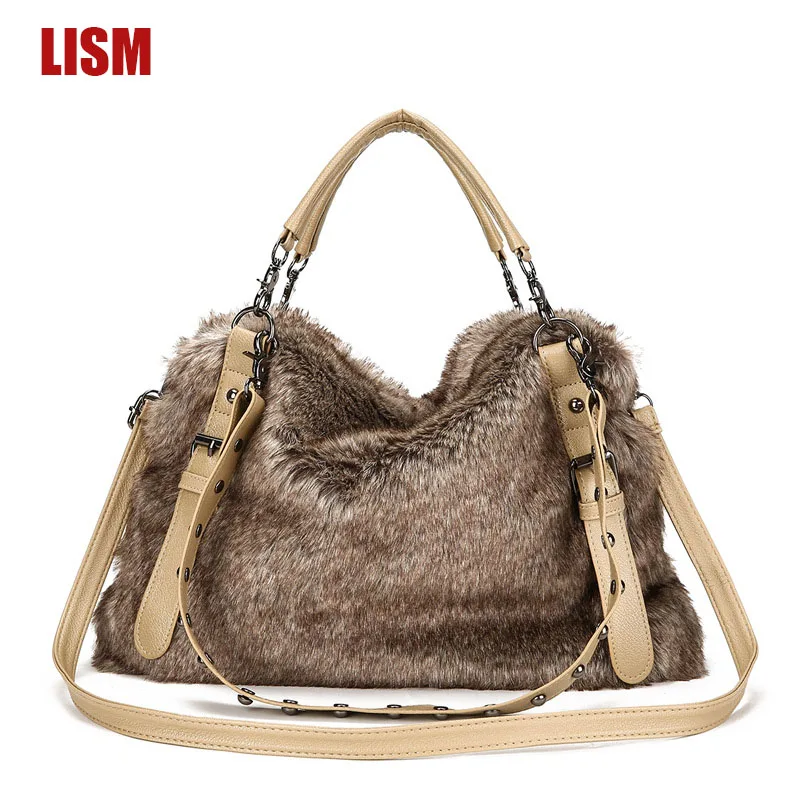 

Autumn And Winter Fashion Imitation Rabbit Hair Lady Handbag Luxury Fur Shoulder Bags Boutique Plush Handbag 2019 Ladies Bags