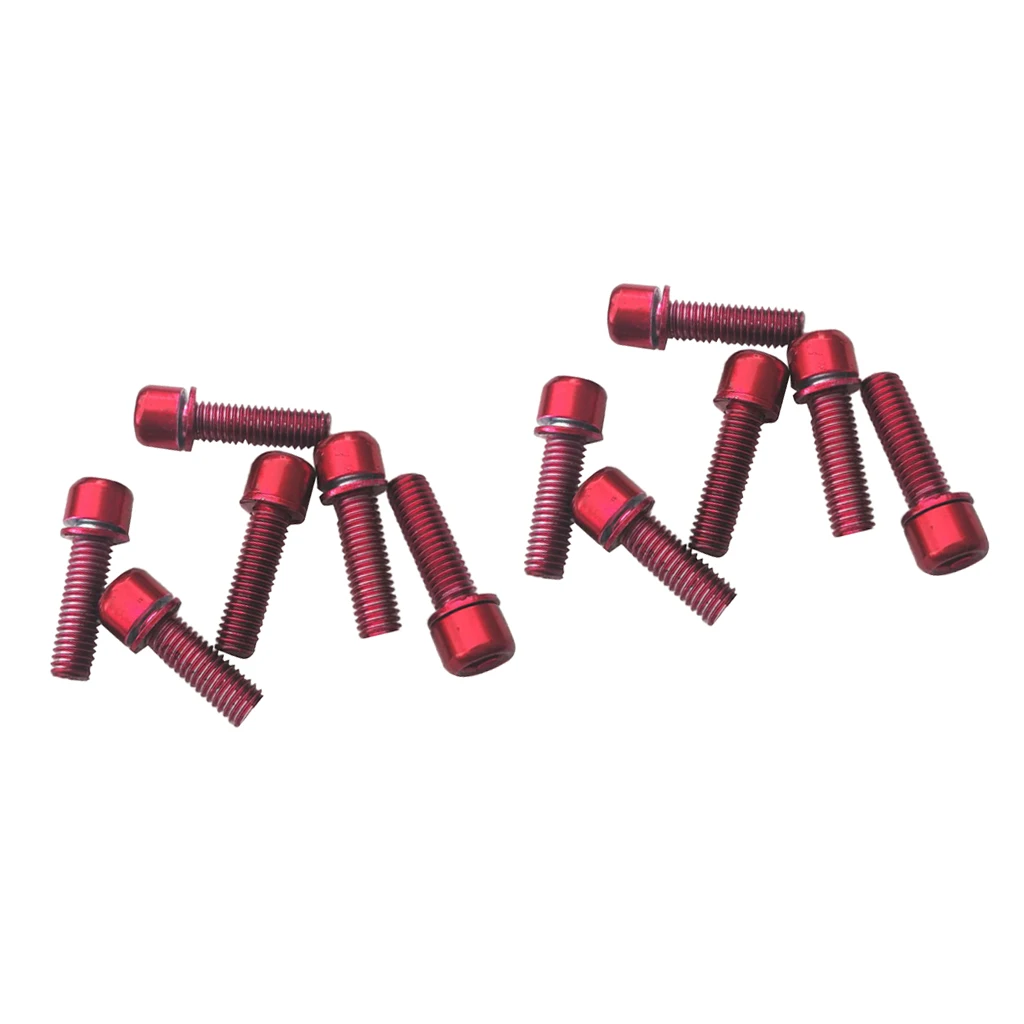 Pack of 12, M5x18mm Screws for MTB Road Bike Bicycle Disc Brake Caliper / Handlebar Stem - Red