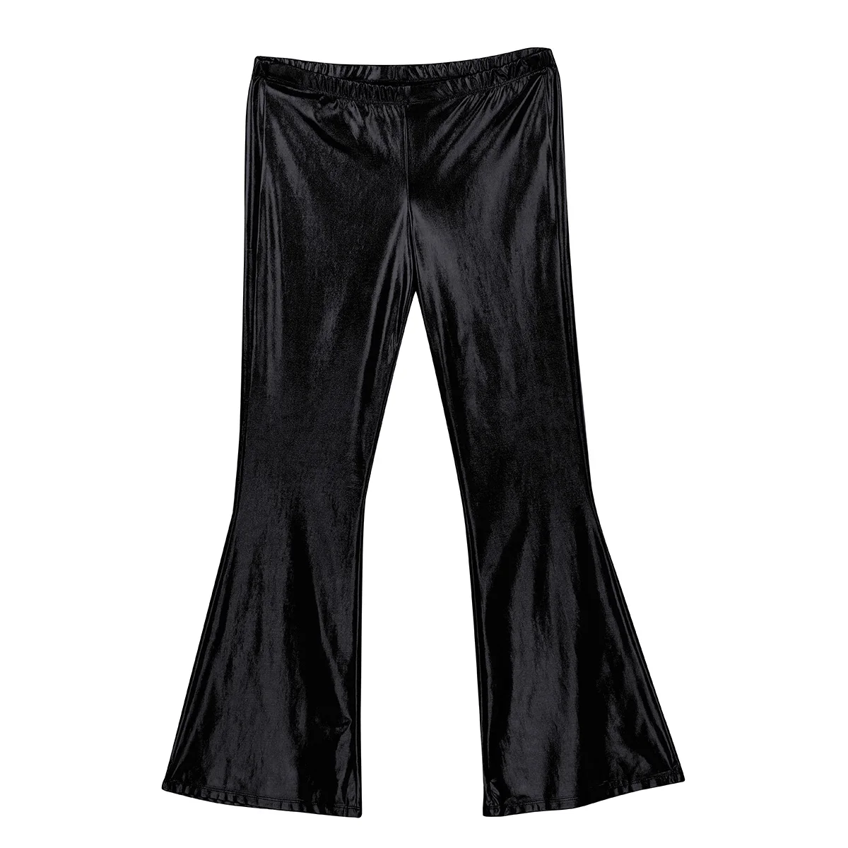 Mens Shiny Metallic Flare Pants Rave Party Club Bar Disco Pole Dance Stage Performance Costume Bell Bottom Trousers Streetwear