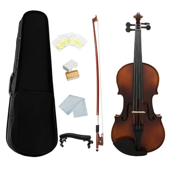 

1/2 Full Size Violin Retro Acoustic Fiddle Solid Wood Spruce Maple Veneer with Bow Case Rosin Cloth Strings Shouder Rest