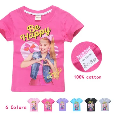 JOJO SIWA/новые хлопковые футболки для девочек 4-12 лет, летняя футболка с короткими рукавами для детей, футболка для маленьких девочек, подростковые топы, детская одежда