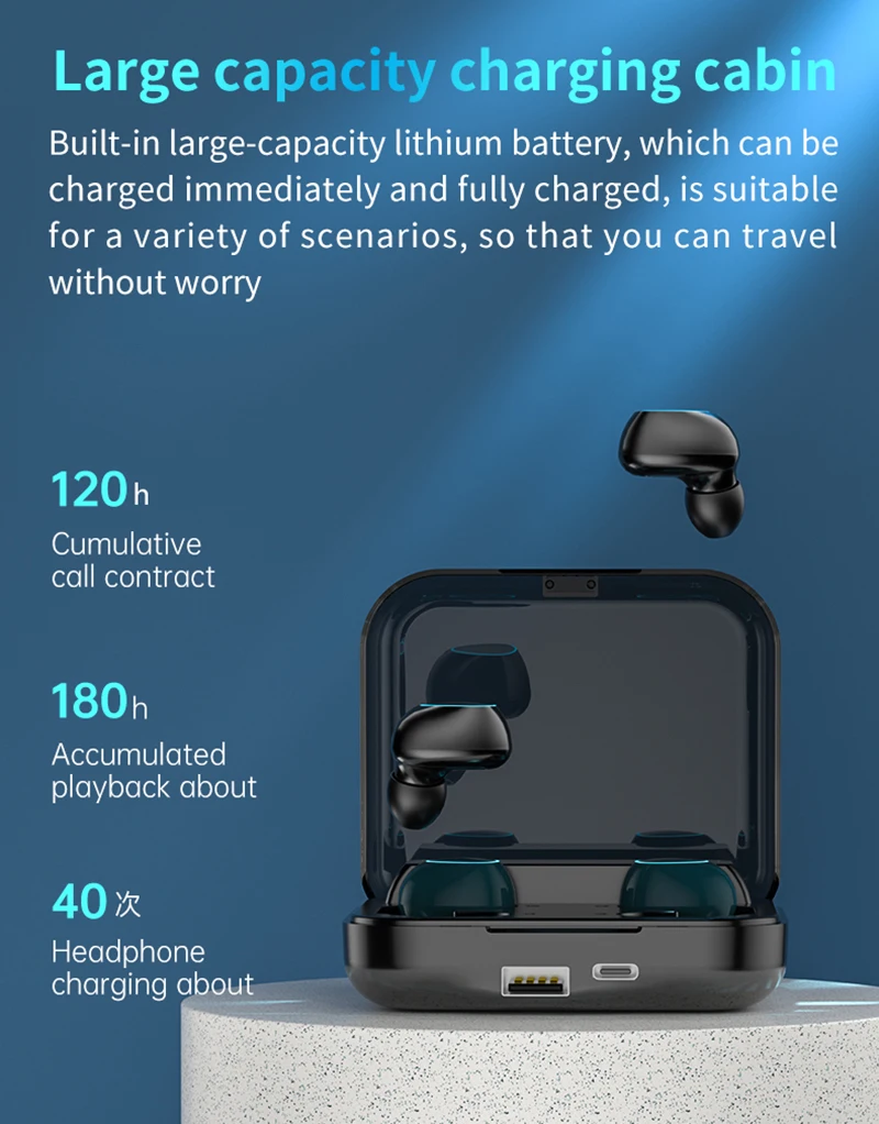 M22 TWS V5.1 Digital Display Bluetooth Earbuds 12