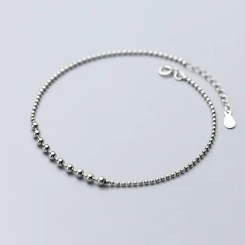 

Women's Authentic REAL. 925 Silver Sterling Round Beads Ball Anklet Bracelet Fine Jewelry Charms GTLS902