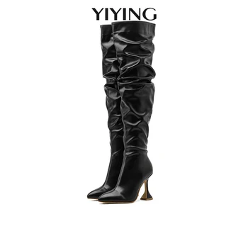 

INS Hot Women Over-The-Knee Boots 2020 European American High Heel Long Boots Fashion Leather Thigh High Boot Plus Size 22-28 Cm