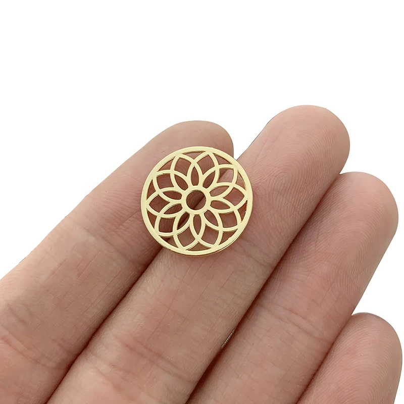 

20 x Antique Gold Color Hollow Flower of Life Round Charms Pendants for Necklace Bracelet Jewellery Making Accessories