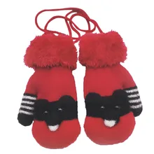 Детские перчатки для маленьких мальчиков и девочек; зимние Разноцветные теплые вязаные перчатки с рисунком кота из мультфильма; детские перчатки; зимние варежки для новорожденных