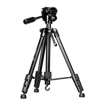 

Andoer P-880 Portable Tripod Stand Aluminum Alloy 5kg Load Capacity Max. Height 148cm with 3-Way Tripod Head Middle Axis Black