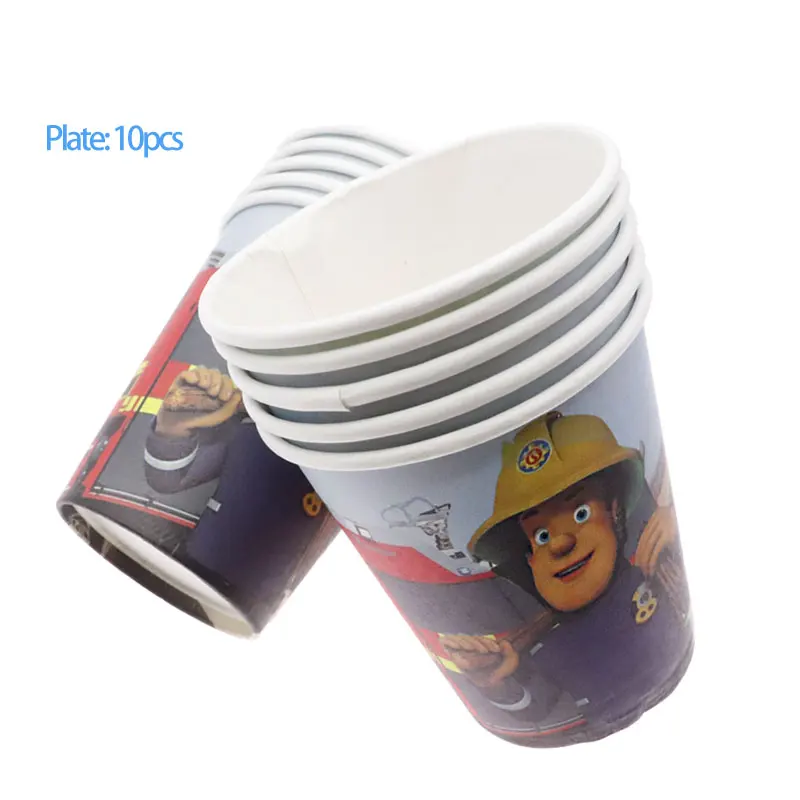 Cup Вечерние украшения с героями мультфильмов Пожарный Сэм, одноразовая бумажная посуда, тарелка, бумажное полотенце, соломинка для детей на день рождения, Рождество - Цвет: Cup