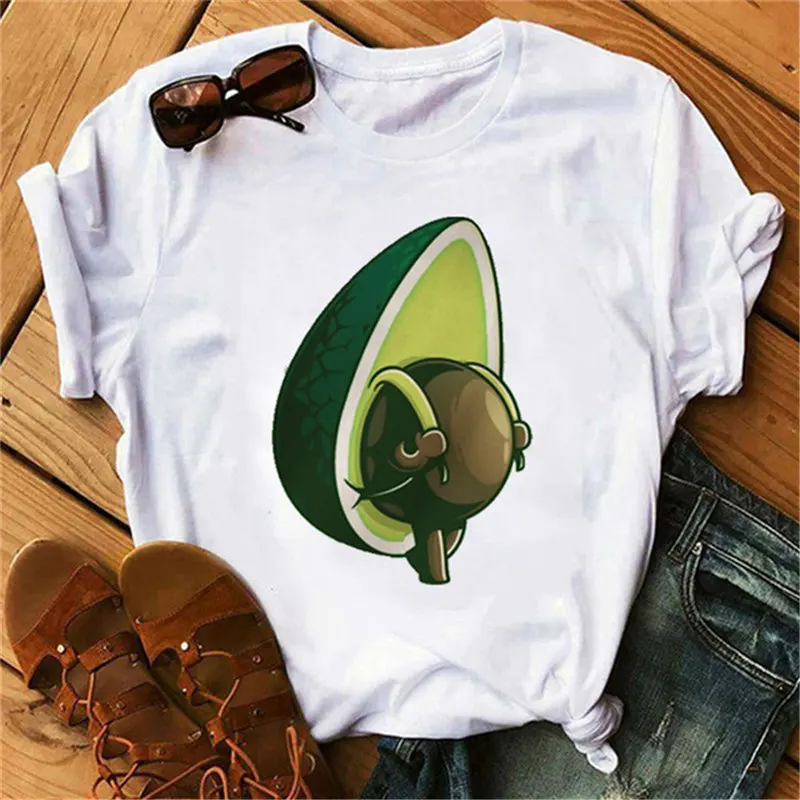Women funny Avocado avocade kawaii anime t shirt cute fresh small ladies t shirt plus size graphic top female top