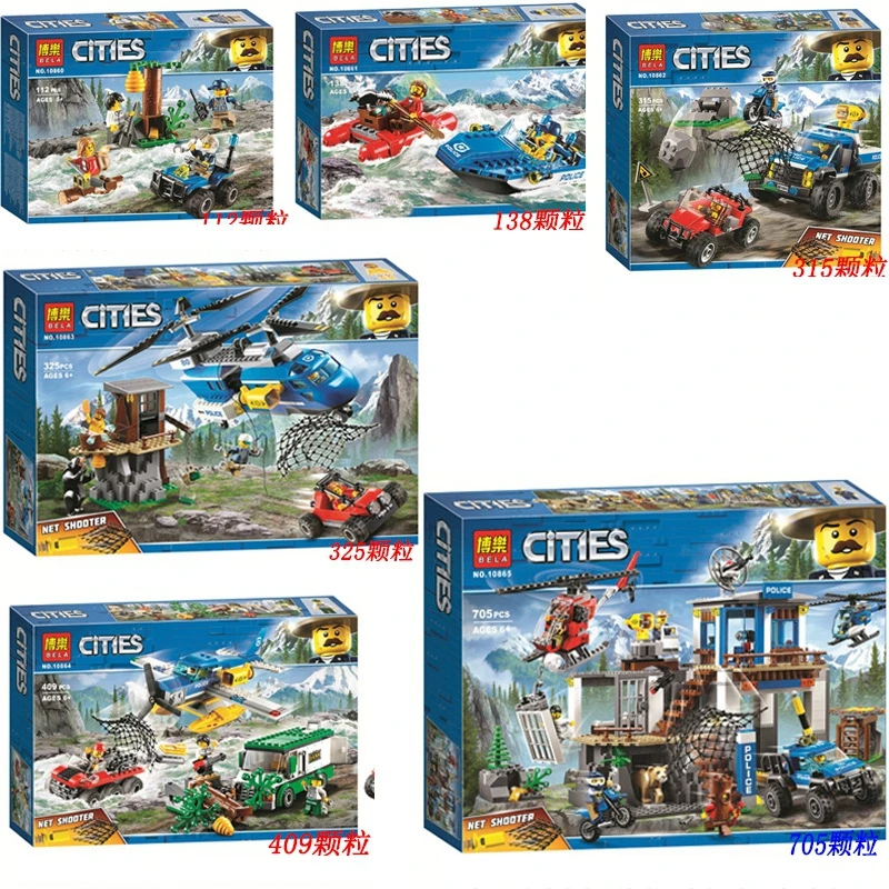 Legoingly City series Mountain Police Headquarters Building Block Educational DIY Toy For Children Gift 10865 with Legoing 60174