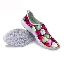 HYCOOL/милые розовые женские ботинки на плоской подошве с сеткой в форме сердца; женские повседневные кроссовки; удобная прогулочная обувь для отдыха