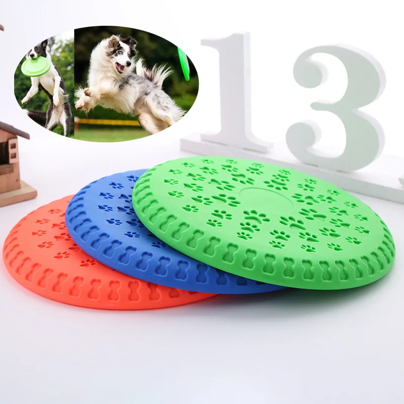 Round Silicone Dog Flying Discs Training Toy Dog Pet Chewing Rubber Fetch Flying Disc
