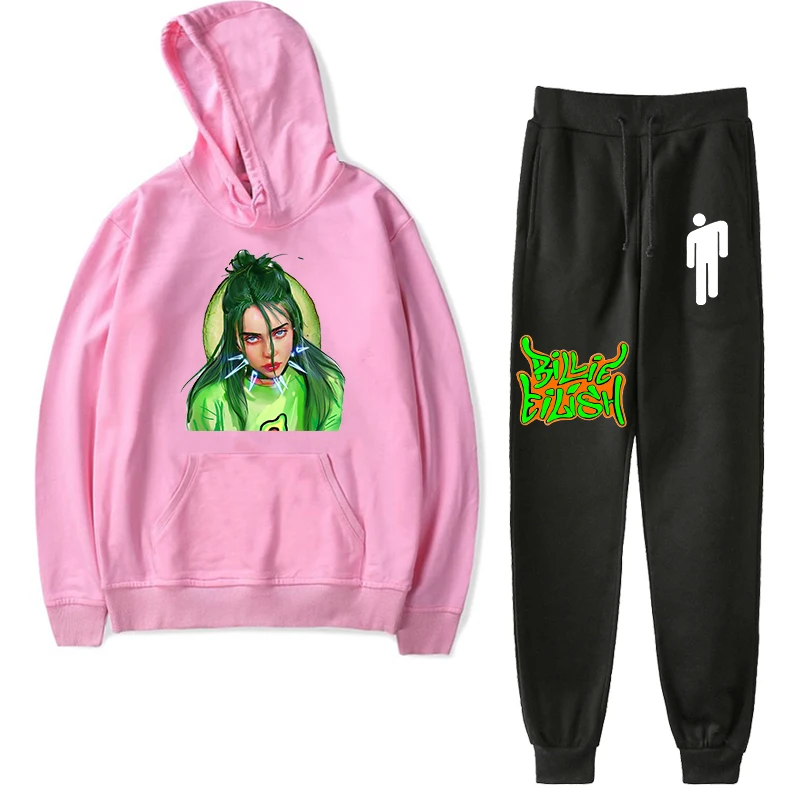 Billie Eilish/осенне-зимние детские комплекты толстовка с капюшоном+ штаны, комплекты из 2 предметов повседневный спортивный костюм спортивная одежда для мальчиков, спортивные штаны пальто для девочек - Цвет: 924-925h-bj-1219.3