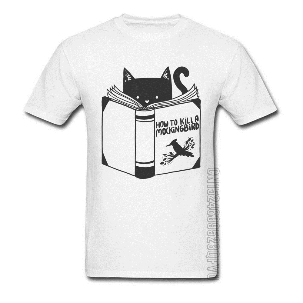 

Fashionable Male Tshirts How to Kill a Mockingbird Pure Cotton Short Sleeve Casual Tops Shirts O-Neck Black Cats Reader T Shirt