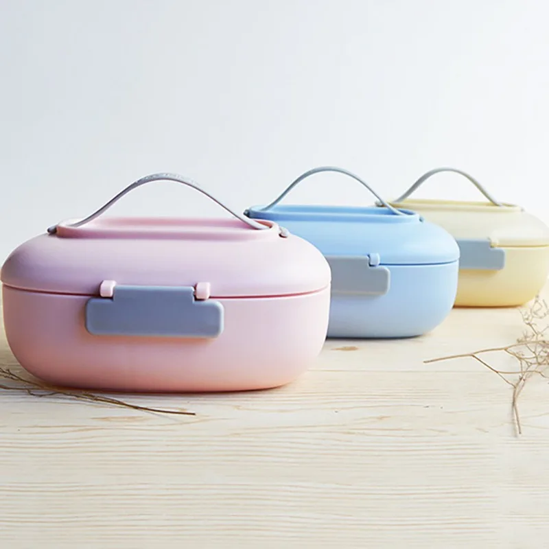 Пластиковый прочный Bento Box Портативный детский Ланч-бокс для микроволновки две сетки экологически чистый розовый синий японский и корейский стиль Ланч-бокс