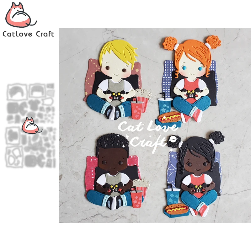 Catlove 게임 콘솔 소년 소녀 금속 절단 다이 스크랩북 스텐실 다이 컷 카드..