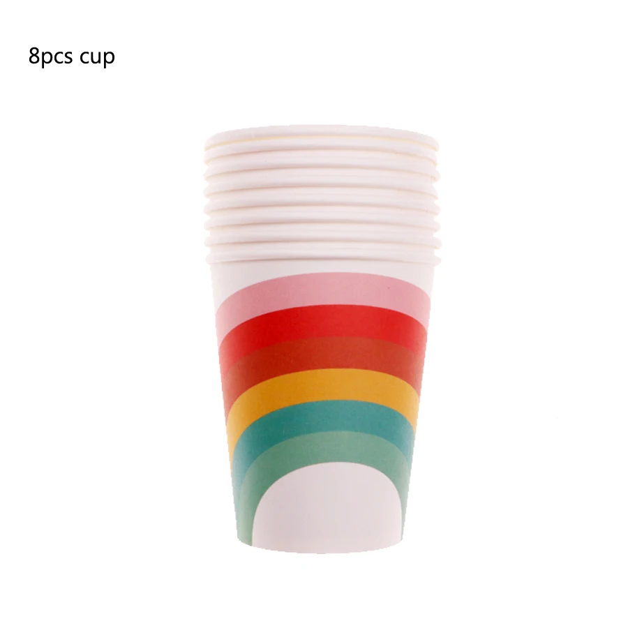cup 8pcs 8 шт одноразовые бумажные тарелки радужной формы цветные чашки десертные тарелки для свадьбы, дня рождения, дня рождения, чая вечерние для девочек - Цвет: cup 8pcs