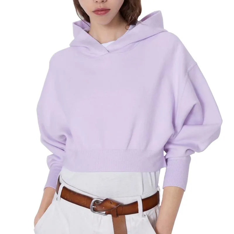

WT221 Spring Autumn Women Solid Color Short Design With Hooded Sweatshirt Women Brief Sweatshirts Tops