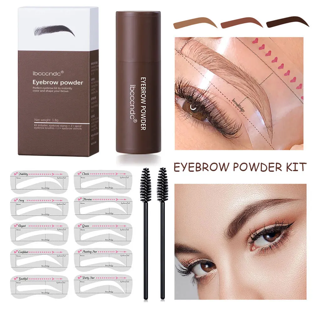 New Eyebrow Stamp Shaping Makeup Waterproof Brow Powder Natrual Eye Eyebrow Stick Hair Line Contour Brown Black 3 Color