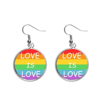 

Rainbow Gay Lesbian Transgender LGBT Ear Dangle Silver Drop Earring Jewelry Woman
