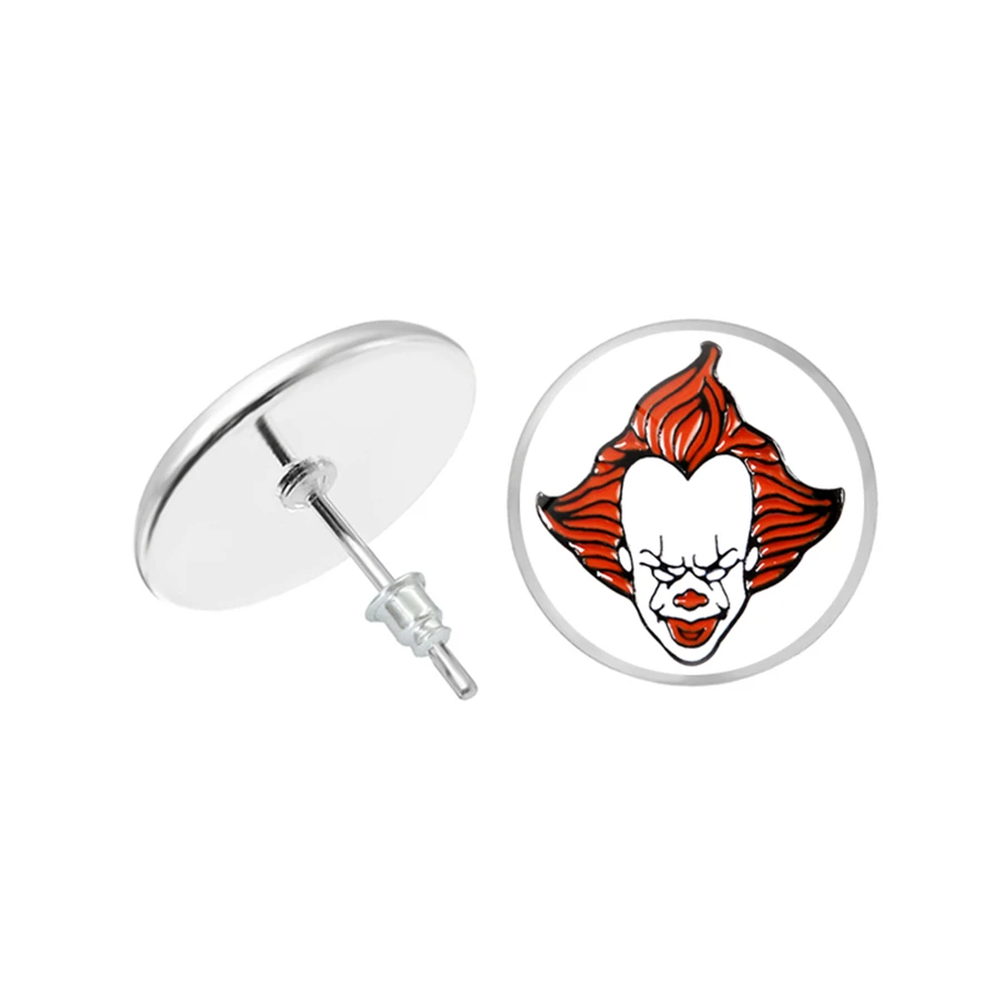 Серьги гвоздики из фильма ужасов Стивен Кинг это Джокер клоун Pennywise фигура серьги