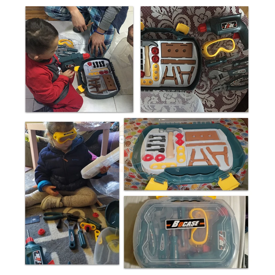 Conjunto de Ferramentas de Reparo para Simulação de Crianças Chave de Fenda de Plástico para Crianças Aprendendo a Desmontar Educativos para Meninos e Meninas Brinquedos 1 Ferram. Brinq.