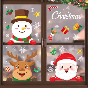 

2020 Christmas Window Stickers Wall Christmas Window Wall Decor Merry Christmas Decor for Home New Year Sticker Door Deco