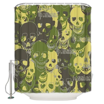 

Skull Head Camouflage Shower Curtain Waterproof Curtains Polyester Bath Curtain