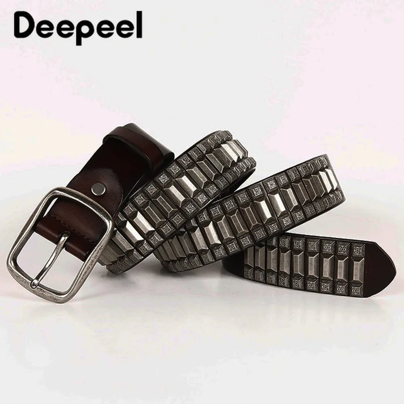 Deepeel 1 шт. 3,8 см* 105-125 см ретро заклепки хип-хоп первый слой кожа металлическая пряжка нейтральный ремень панк джинсы аксессуары YB361