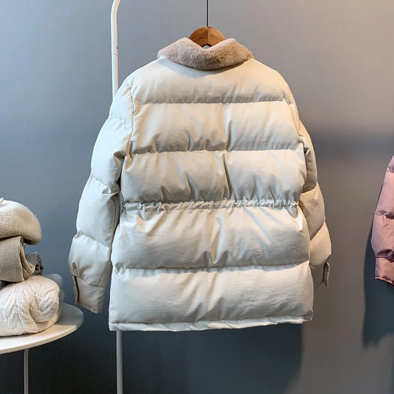 CamKemsey/новые зимние пальто для женщин; осеннее пальто из овечьей шерсти с отложным воротником; повседневные парки с большими карманами и хлопковой подкладкой