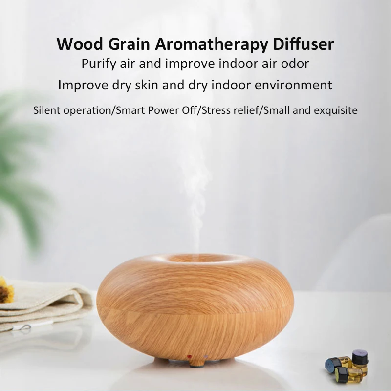 

NEWTHING Mini Aroma Air Humidifier Cool Mist Wood Electric Aromatherapy Essential Oil Diffuser Essential Oils Purifier Led Lamps