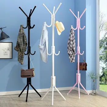 

Metal Hangers Hat Coat Display Floor Standing Rack 6 Hooks Clothes Hanger Bedroom Clothing Organizer Clothes Rack