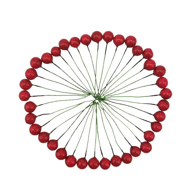 (100 Pcs/pack) Mini Berries Simulation Fruit Artificial Flower Cherry Shape Wedding Handmade DIY Gift Box Decorated Xmas Wreaths