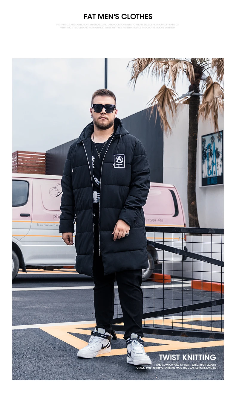 FAXIKA Big yards men's wear cotton clothing male long winter fertilizer increase fat more bread
