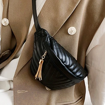 

Casual wild Messenger Chest Bags female Tassel Shoulder Crossbody Bag Womens Fashion PU Handbags and Waist Bag Purses 2020 new