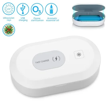 

UV Box Patented Smartphone Sanitizer Wireless Charger Watch Jewelry Cleaner Portable Disinfector Box UVC Light Ozone Sterilizer