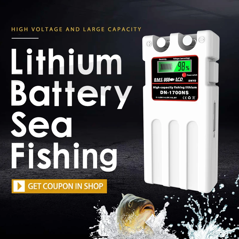 12V Lithium Battery Large Capacity for Deep Sea Electric Fishing Reels Boat  Power with Bag Straps and 1A Charger