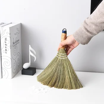 

Floor Cleaning Broom Straw Braided Housekeeping Tool Useful Durable Soft No Static Handmade Retro Vintage Sweeping Home Use