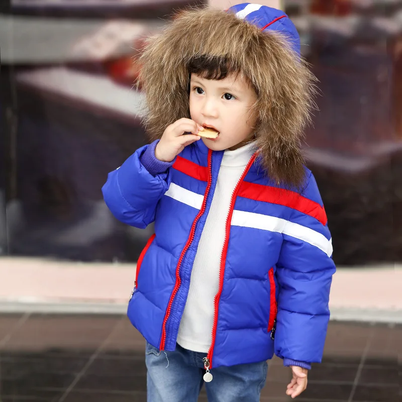 Olekid/Коллекция года, зимний пуховик для маленьких девочек теплое пальто на утином пуху для маленьких девочек верхняя одежда для маленьких мальчиков детские парки - Цвет: Синий