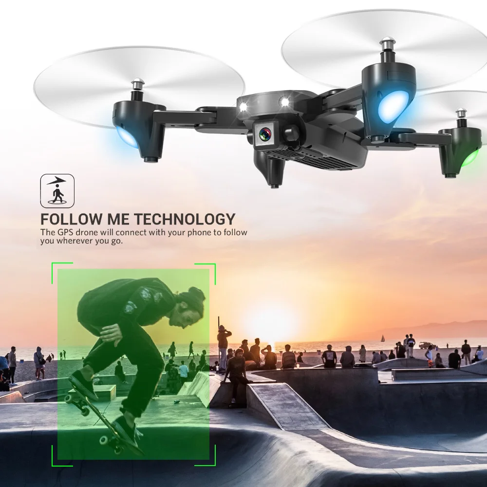 Мини Дрон S166 gps динамическое слежение wifi FPV с камерой 1080P 18 минут время полета Радиоуправляемый Дрон Квадрокоптер 5G wifi 1080P 3 батареи